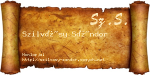 Szilvásy Sándor névjegykártya